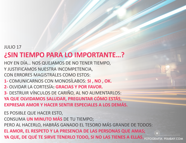 ¿Sin tiempo para lo importante...?